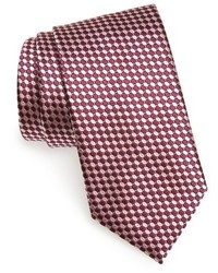 Темно-пурпурный шелковый галстук с геометрическим рисунком