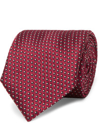 Мужской темно-пурпурный шелковый галстук с геометрическим рисунком от Brioni