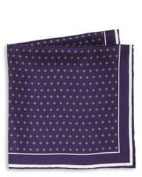 Темно-пурпурный шелковый нагрудный платок с принтом
