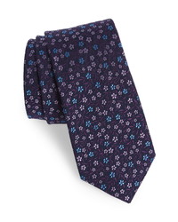 Темно-пурпурный шерстяной галстук с цветочным принтом