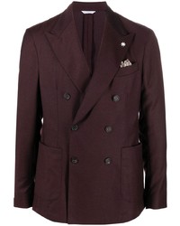 Темно-пурпурный шерстяной двубортный пиджак