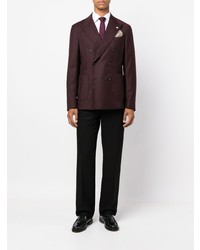 Мужской темно-пурпурный шерстяной двубортный пиджак от Manuel Ritz