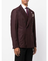 Мужской темно-пурпурный шерстяной двубортный пиджак от Manuel Ritz