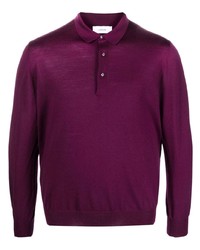 Мужской темно-пурпурный шерстяной свитер с воротником поло от Lardini