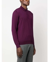 Мужской темно-пурпурный шерстяной свитер с воротником поло от Lardini