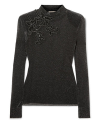Темно-серая блузка с длинным рукавом с украшением