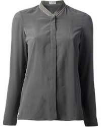 Темно-серая блузка с длинным рукавом от Brunello Cucinelli