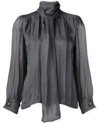 Темно-серая блузка с длинным рукавом от Saint Laurent