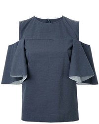 Темно-серая блузка с рюшами от Le Ciel Bleu