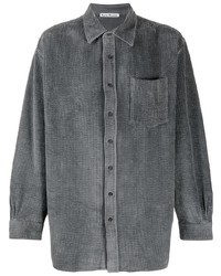 Мужская темно-серая вельветовая рубашка с длинным рукавом от Acne Studios