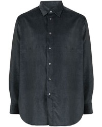 Мужская темно-серая вельветовая рубашка с длинным рукавом от Brioni