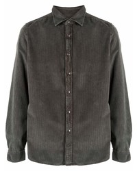 Мужская темно-серая вельветовая рубашка с длинным рукавом от Xacus