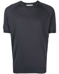 Мужская темно-серая вязаная футболка с круглым вырезом от D4.0