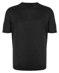 Мужская темно-серая вязаная футболка с круглым вырезом от Roberto Collina