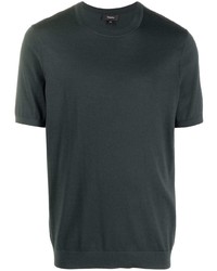 Мужская темно-серая вязаная футболка с круглым вырезом от Theory