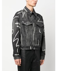 Мужская темно-серая джинсовая куртка с принтом от Moschino
