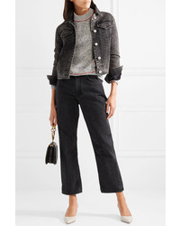 Женская темно-серая джинсовая куртка с украшением от Adam Lippes