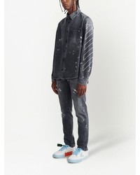 Мужская темно-серая джинсовая рубашка с принтом от Off-White