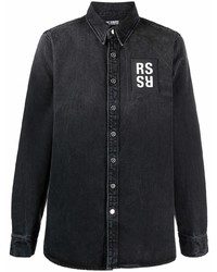 Мужская темно-серая джинсовая рубашка с принтом от Raf Simons