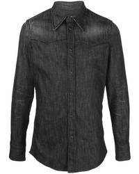 Мужская темно-серая джинсовая рубашка с украшением от DSQUARED2