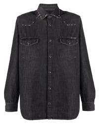 Мужская темно-серая джинсовая рубашка с украшением от Golden Goose