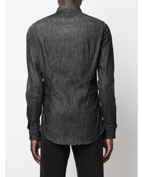 Мужская темно-серая джинсовая рубашка с украшением от DSQUARED2