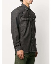 Мужская темно-серая джинсовая рубашка с украшением от Golden Goose