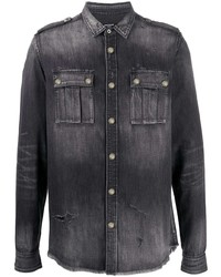 Мужская темно-серая джинсовая рубашка от Balmain