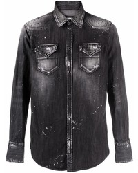 Мужская темно-серая джинсовая рубашка от DSQUARED2