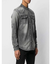 Мужская темно-серая джинсовая рубашка от Balmain