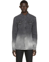 Мужская темно-серая джинсовая рубашка от Pierre Balmain
