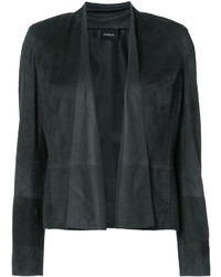 Женская темно-серая замшевая куртка от Akris