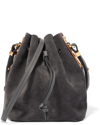 Темно-серая замшевая сумка-мешок