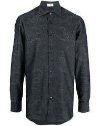 Мужская темно-серая классическая рубашка с "огурцами" от Etro