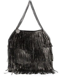 Темно-серая кожаная большая сумка с украшением от Stella McCartney