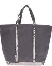 Темно-серая кожаная большая сумка с украшением от Vanessa Bruno