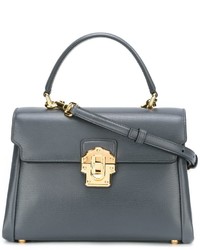 Темно-серая кожаная большая сумка от Dolce & Gabbana