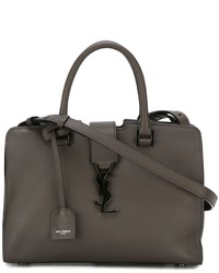 Темно-серая кожаная большая сумка от Saint Laurent
