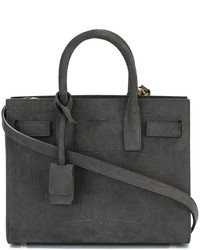 Темно-серая кожаная большая сумка от Saint Laurent