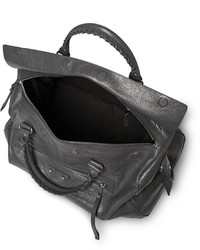 Мужская темно-серая кожаная дорожная сумка от Balenciaga