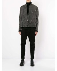 Мужская темно-серая кожаная косуха от Julius