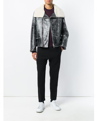 Мужская темно-серая кожаная косуха от Undercover