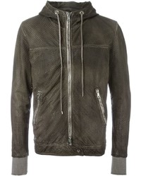 Мужская темно-серая кожаная куртка от Giorgio Brato
