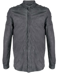 Мужская темно-серая кожаная рубашка с длинным рукавом от Giorgio Brato