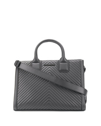 Темно-серая кожаная стеганая большая сумка от Karl Lagerfeld