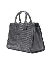 Темно-серая кожаная стеганая большая сумка от Karl Lagerfeld