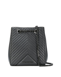 Темно-серая кожаная стеганая сумка-мешок от Karl Lagerfeld