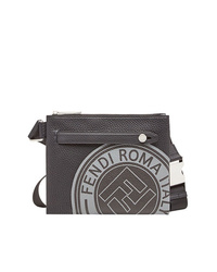 Темно-серая кожаная сумка почтальона от Fendi