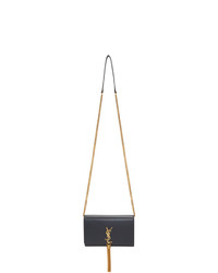 Темно-серая кожаная сумка через плечо от Saint Laurent