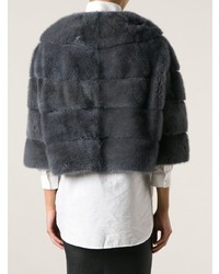 Темно-серая короткая шуба от Liska